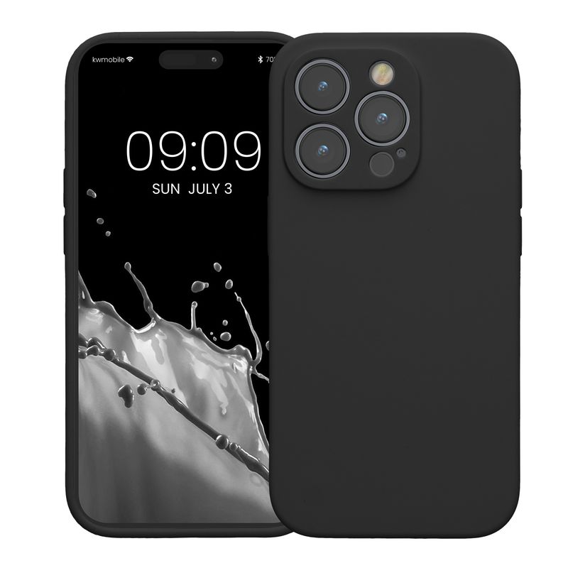 Laptop, Telefoane si Tablete - Telefoane mobile si accesorii - Accesorii Telefoane - Huse telefoane - Husa Kwmobile pentru iPhone 14 Pro, anti-alunecare, silicon, negru - Infinity.ro