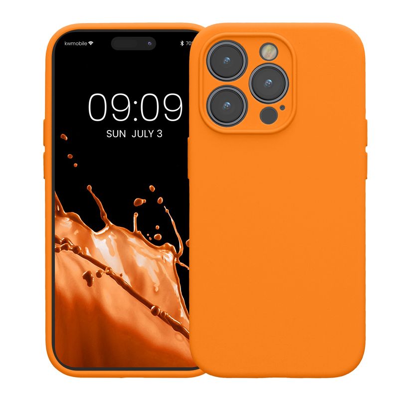 Laptop, Telefoane si Tablete - Telefoane mobile si accesorii - Accesorii Telefoane - Huse telefoane - Husa Kwmobile pentru iPhone 14 Pro, anti-alunecare, silicon, portocaliu - Infinity.ro