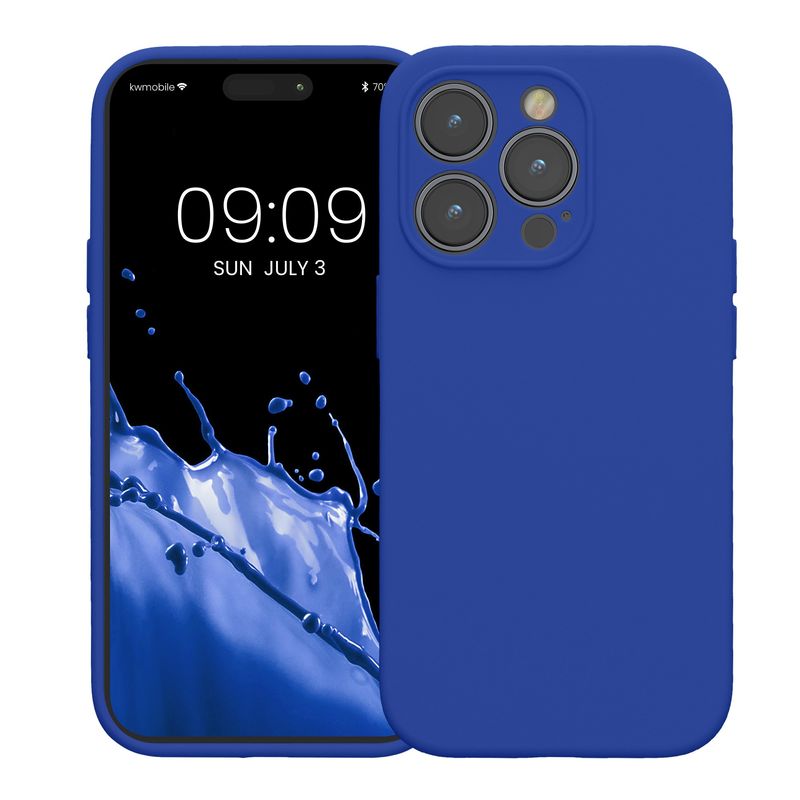 Laptop, Telefoane si Tablete - Telefoane mobile si accesorii - Accesorii Telefoane - Huse telefoane - Husa Kwmobile pentru iPhone 14 Pro, anti-alunecare, silicon, albastru - Infinity.ro