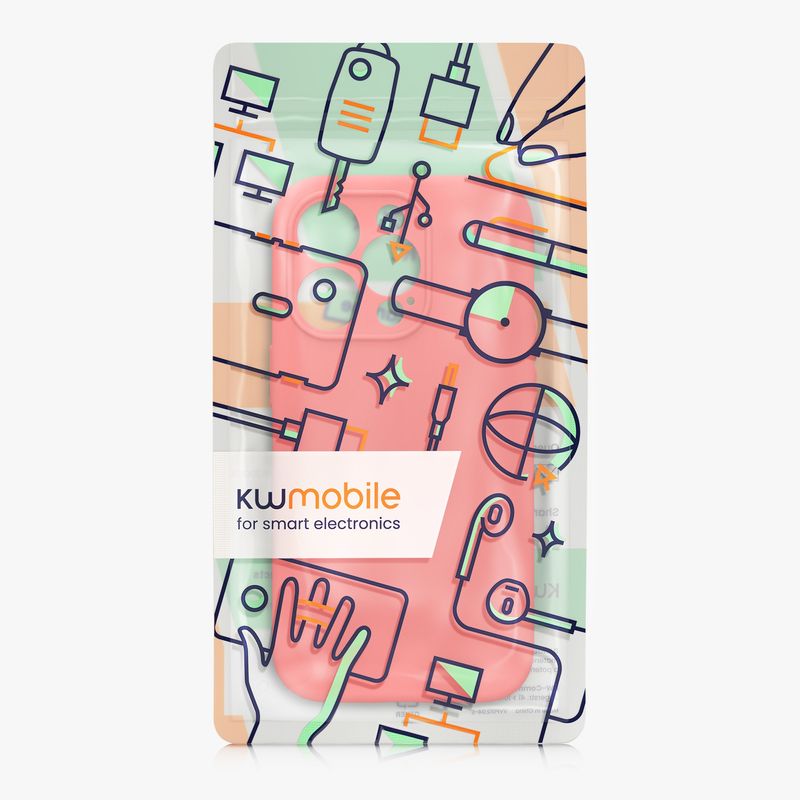 Laptop, Telefoane si Tablete - Telefoane mobile si accesorii - Accesorii Telefoane - Huse telefoane - Husa Kwmobile pentru iPhone 14 Pro, anti-alunecare, silicon, coral - Infinity.ro