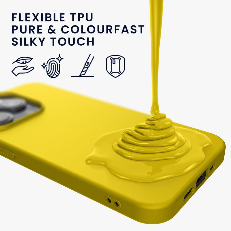 Laptop, Telefoane si Tablete - Telefoane mobile si accesorii - Accesorii Telefoane - Huse telefoane - Husa Kwmobile pentru iPhone 14 Pro, incarcare wireless, silicon, galben - Infinity.ro