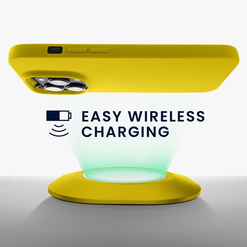Laptop, Telefoane si Tablete - Telefoane mobile si accesorii - Accesorii Telefoane - Huse telefoane - Husa Kwmobile pentru iPhone 14 Pro, incarcare wireless, silicon, galben - Infinity.ro