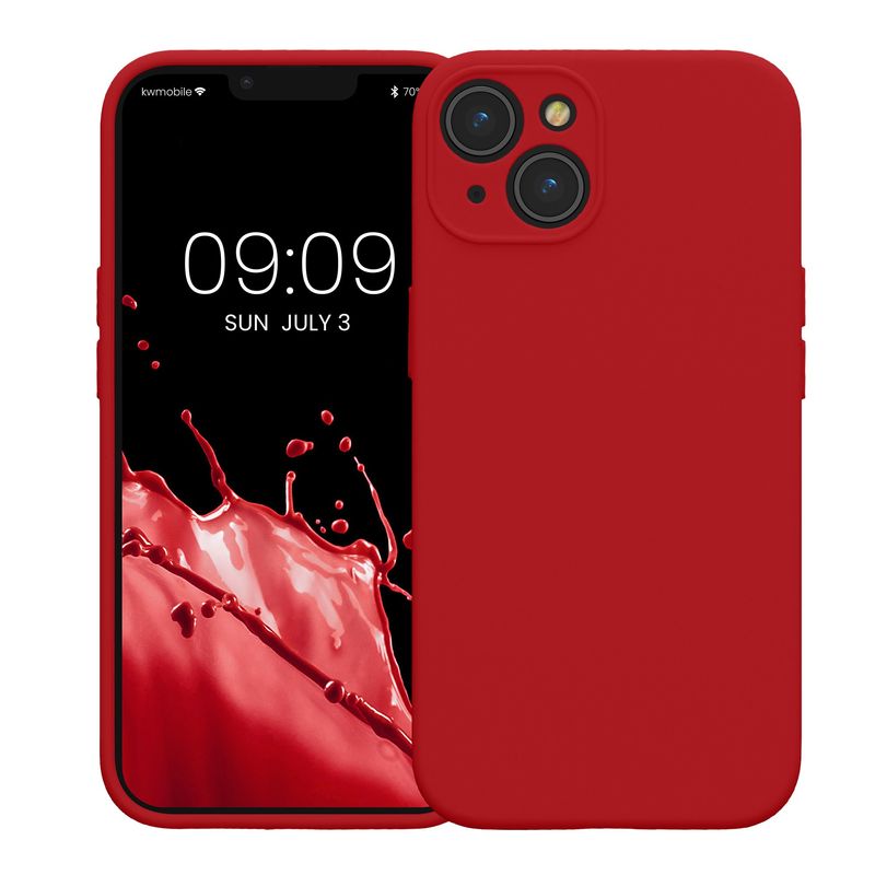 Laptop, Telefoane si Tablete - Telefoane mobile si accesorii - Accesorii Telefoane - Huse telefoane - Husa Kwmobile pentru iPhone 14, anti-alunecare, silicon, rosu - Infinity.ro