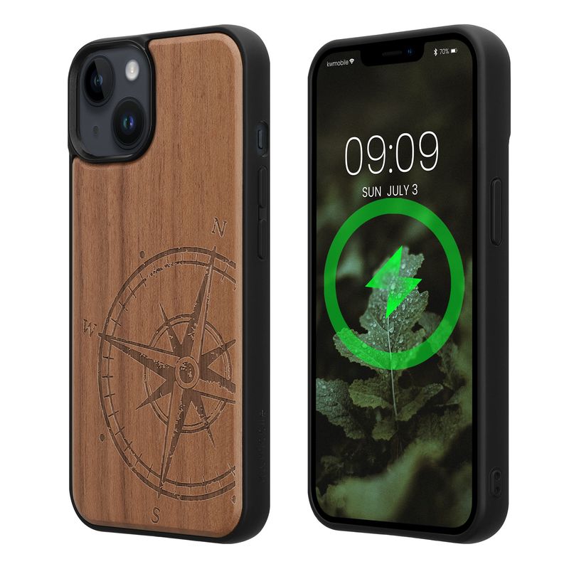 Laptop, Telefoane si Tablete - Telefoane mobile si accesorii - Accesorii Telefoane - Huse telefoane - Husa Kwmobile pentru iPhone 14, compatibilitate MagSafe, lemn, TPU, maro - Infinity.ro