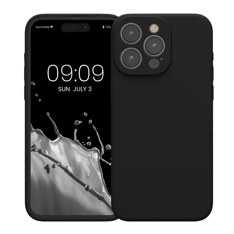 Laptop, Telefoane si Tablete - Telefoane mobile si accesorii - Accesorii Telefoane - Huse telefoane - Husa Kwmobile pentru iPhone 15 Pro Max, anti-alunecare, silicon, negru - Infinity.ro