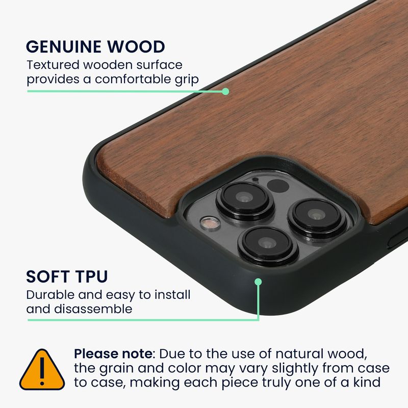 Laptop, Telefoane si Tablete - Telefoane mobile si accesorii - Accesorii Telefoane - Huse telefoane - Husa Kwmobile pentru iPhone 15 Pro Max, compatibilitate MagSafe, lemn, TPU, maro - Infinity.ro