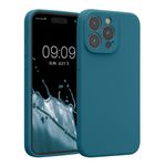 Laptop, Telefoane si Tablete - Telefoane mobile si accesorii - Accesorii Telefoane - Huse telefoane - Husa Kwmobile pentru iPhone 15 Pro Max, anti-alunecare, silicon, turcoaz - Infinity.ro