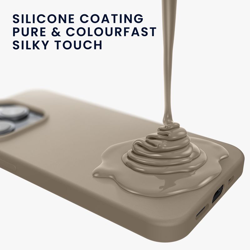 Laptop, Telefoane si Tablete - Telefoane mobile si accesorii - Accesorii Telefoane - Huse telefoane - Husa Kwmobile pentru iPhone 15 Pro Max, incarcare wireless, silicon, gri, bej - Infinity.ro