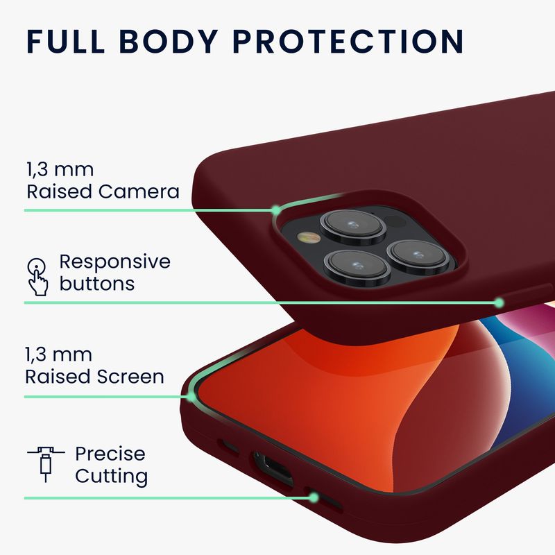 Laptop, Telefoane si Tablete - Telefoane mobile si accesorii - Accesorii Telefoane - Huse telefoane - Husa Kwmobile pentru iPhone 15 Pro Max, incarcare wireless, silicon, mov, bordo - Infinity.ro