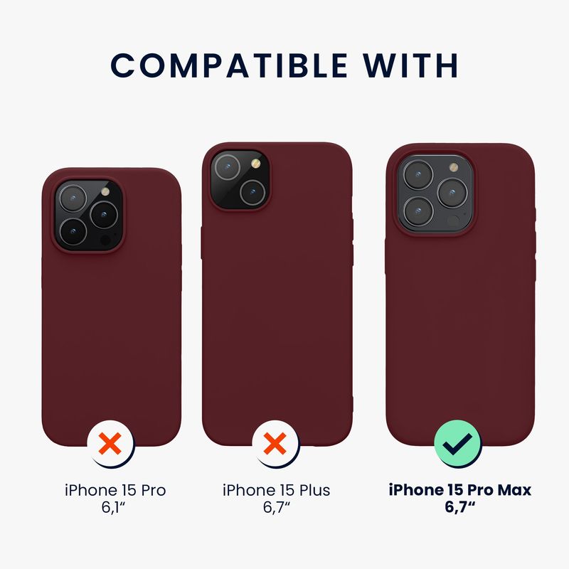 Laptop, Telefoane si Tablete - Telefoane mobile si accesorii - Accesorii Telefoane - Huse telefoane - Husa Kwmobile pentru iPhone 15 Pro Max, incarcare wireless, silicon, mov, bordo - Infinity.ro