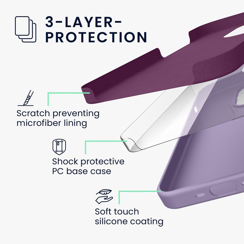 Laptop, Telefoane si Tablete - Telefoane mobile si accesorii - Accesorii Telefoane - Huse telefoane - Husa Kwmobile pentru iPhone 15 Pro Max, incarcare wireless, silicon, mov violet - Infinity.ro