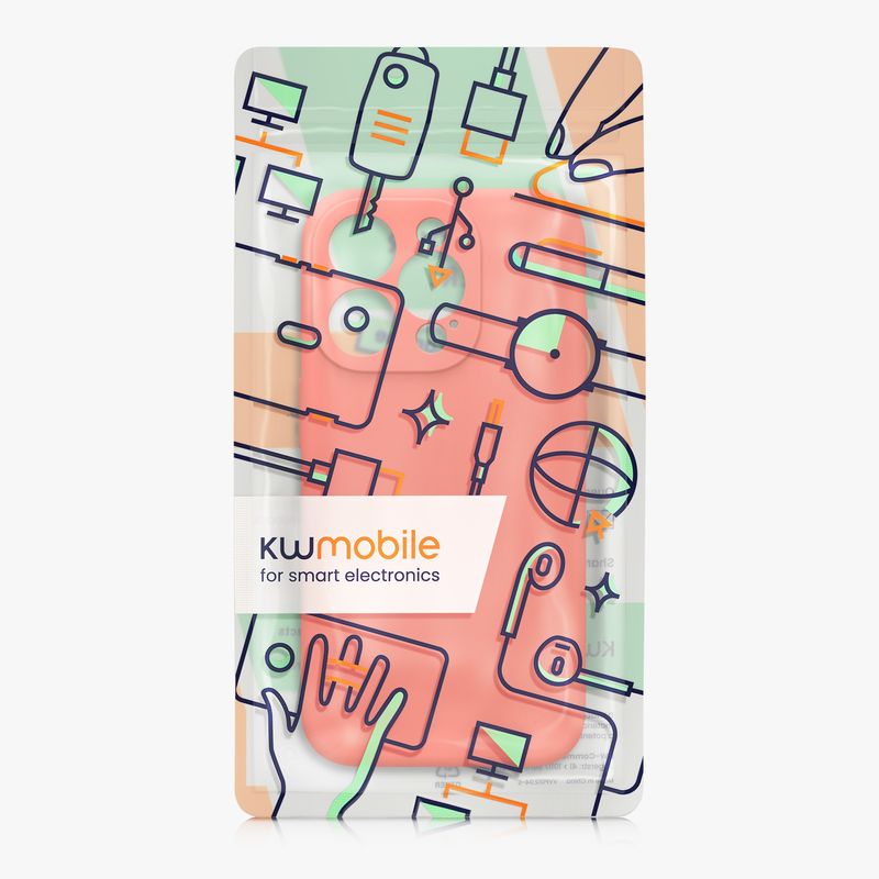 Laptop, Telefoane si Tablete - Telefoane mobile si accesorii - Accesorii Telefoane - Huse telefoane - Husa Kwmobile pentru iPhone 15 Pro, anti-alunecare, silicon, coral - Infinity.ro