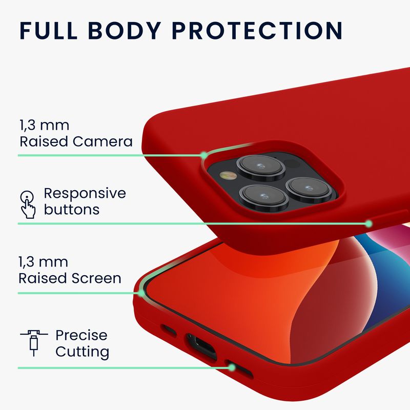 Laptop, Telefoane si Tablete - Telefoane mobile si accesorii - Accesorii Telefoane - Huse telefoane - Husa Kwmobile pentru iPhone 15 Pro Max, incarcare wireless, silicon, rosu clasic - Infinity.ro