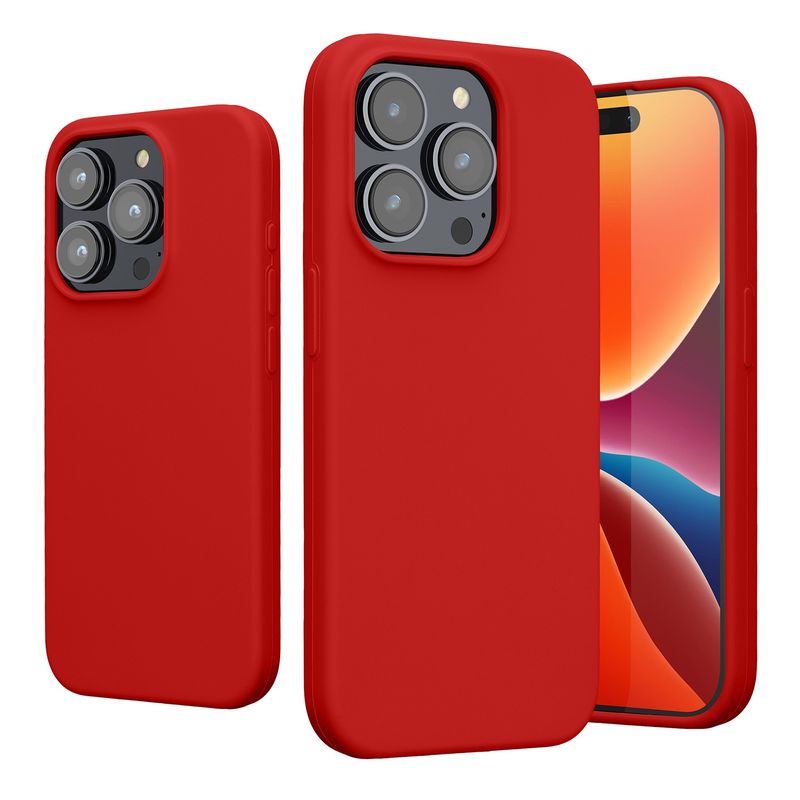 Laptop, Telefoane si Tablete - Telefoane mobile si accesorii - Accesorii Telefoane - Huse telefoane - Husa Kwmobile pentru iPhone 15 Pro Max, incarcare wireless, silicon, rosu clasic - Infinity.ro