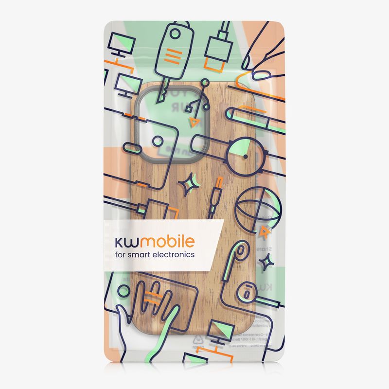 Laptop, Telefoane si Tablete - Telefoane mobile si accesorii - Accesorii Telefoane - Huse telefoane - Husa Kwmobile pentru iPhone 15 Pro, anti-alunecare, lemn, TPU, aspect vintage - Infinity.ro