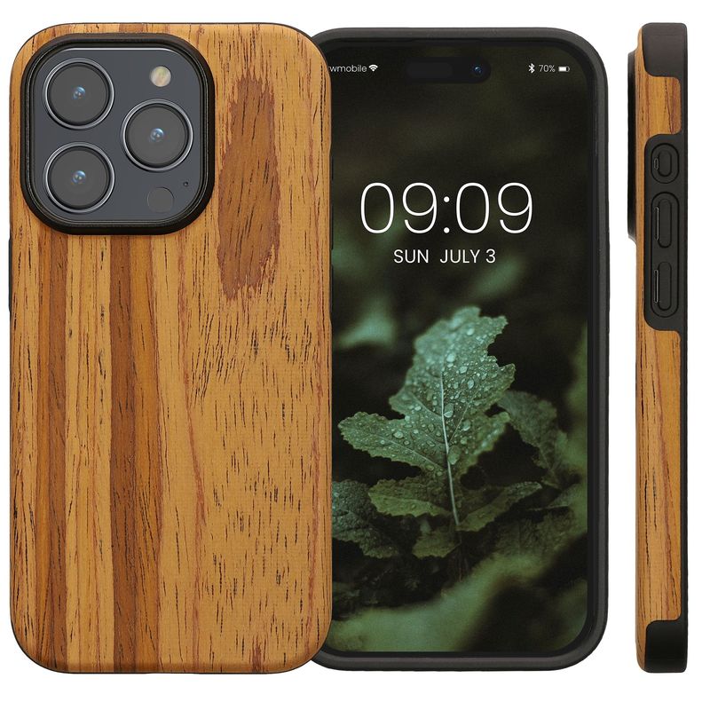 Laptop, Telefoane si Tablete - Telefoane mobile si accesorii - Accesorii Telefoane - Huse telefoane - Husa Kwmobile pentru iPhone 15 Pro, anti-alunecare, lemn, TPU, aspect vintage - Infinity.ro