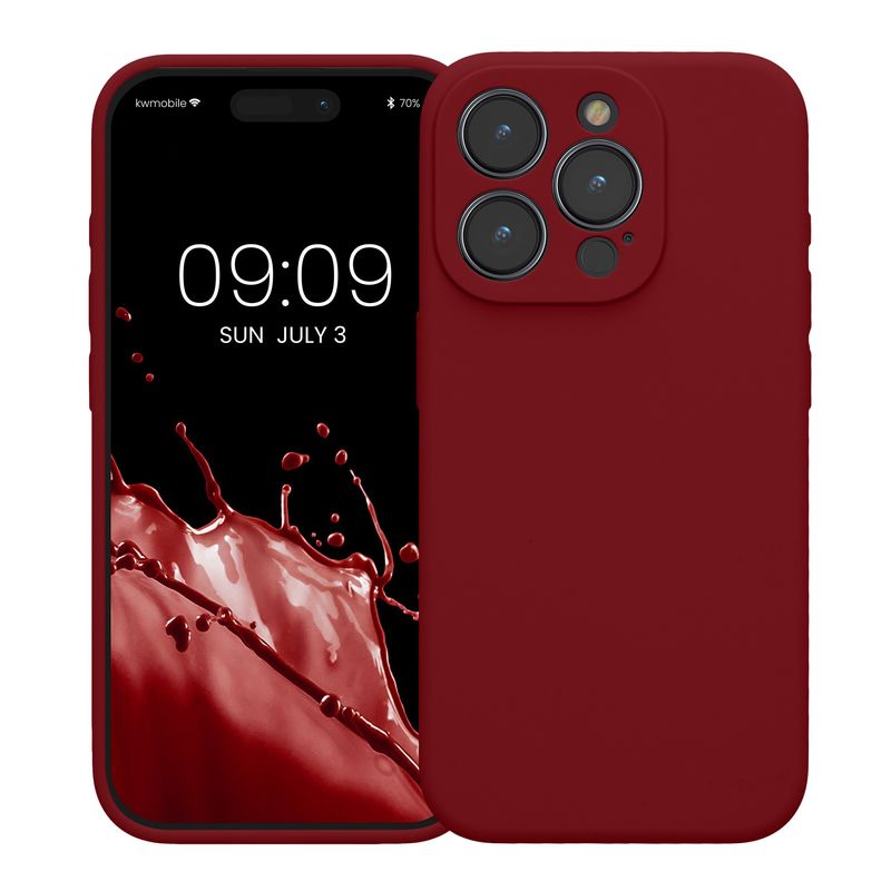 Laptop, Telefoane si Tablete - Telefoane mobile si accesorii - Accesorii Telefoane - Huse telefoane - Husa Kwmobile pentru iPhone 15 Pro, anti-alunecare, silicon, rosu - Infinity.ro