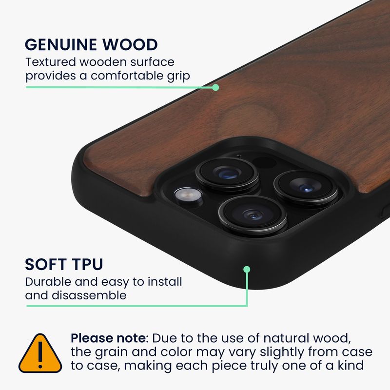Laptop, Telefoane si Tablete - Telefoane mobile si accesorii - Accesorii Telefoane - Huse telefoane - Husa Kwmobile pentru iPhone 15 Pro, compatibilitate MagSafe, lemn, TPU, maro - Infinity.ro