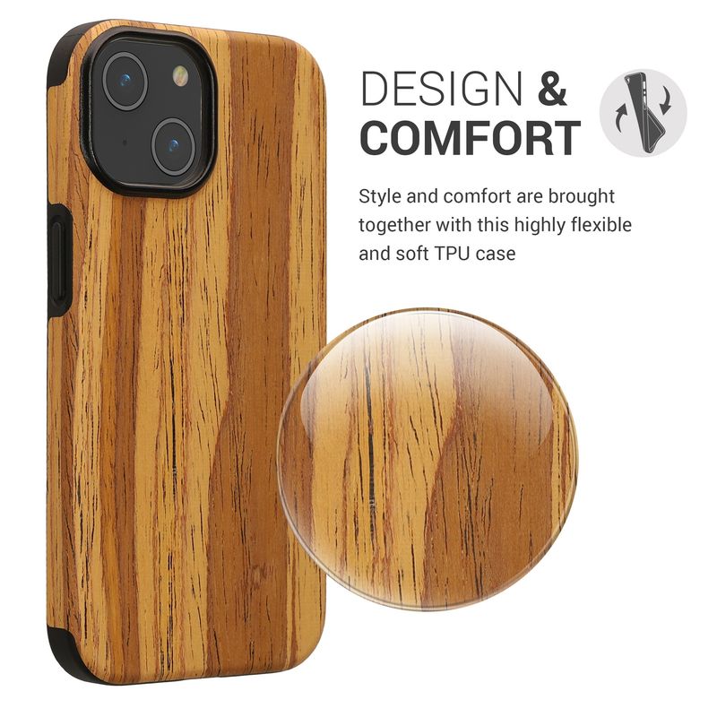 Laptop, Telefoane si Tablete - Telefoane mobile si accesorii - Accesorii Telefoane - Huse telefoane - Husa Kwmobile pentru iPhone 15, anti-alunecare, lemn, TPU, maro - Infinity.ro