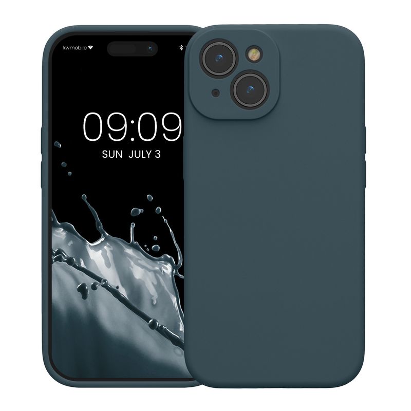 Laptop, Telefoane si Tablete - Telefoane mobile si accesorii - Accesorii Telefoane - Huse telefoane - Husa Kwmobile pentru iPhone 15, anti-alunecare, silicon, gri - Infinity.ro