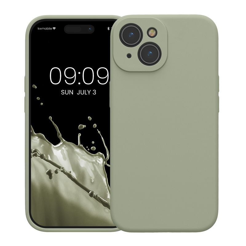 Laptop, Telefoane si Tablete - Telefoane mobile si accesorii - Accesorii Telefoane - Huse telefoane - Husa Kwmobile pentru iPhone 15, anti-alunecare, silicon, verde - Infinity.ro