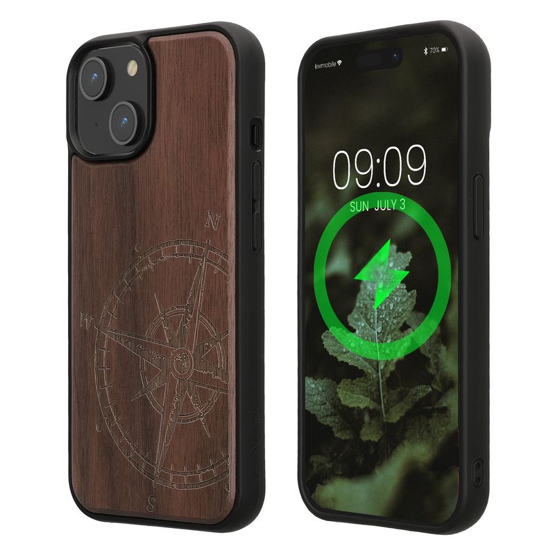 Laptop, Telefoane si Tablete - Telefoane mobile si accesorii - Accesorii Telefoane - Huse telefoane - Husa Kwmobile pentru iPhone 15, compatibilitate MagSafe, lemn, TPU, maro - Infinity.ro