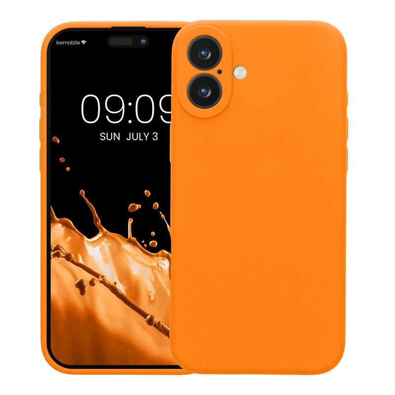 Laptop, Telefoane si Tablete - Telefoane mobile si accesorii - Accesorii Telefoane - Huse telefoane - Husa Kwmobile pentru iPhone 16 Plus, anti-alunecare, silicon, portocaliu - Infinity.ro