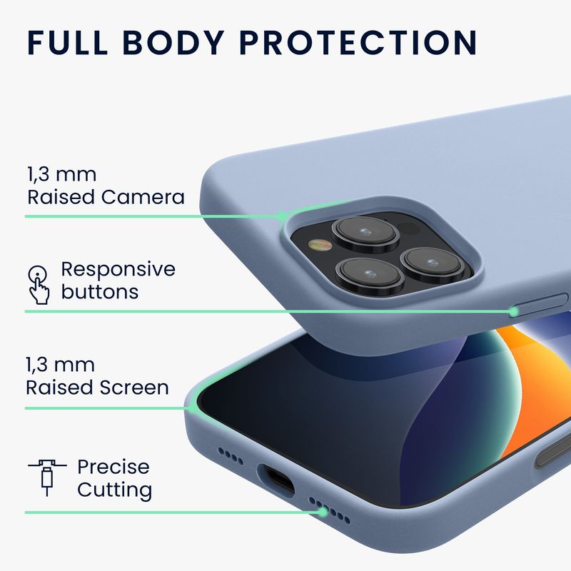 Laptop, Telefoane si Tablete - Telefoane mobile si accesorii - Accesorii Telefoane - Huse telefoane - Husa Kwmobile pentru iPhone 16 Pro Max, anti-alunecare, protectie la socuri, silicon, albastru - Infinity.ro
