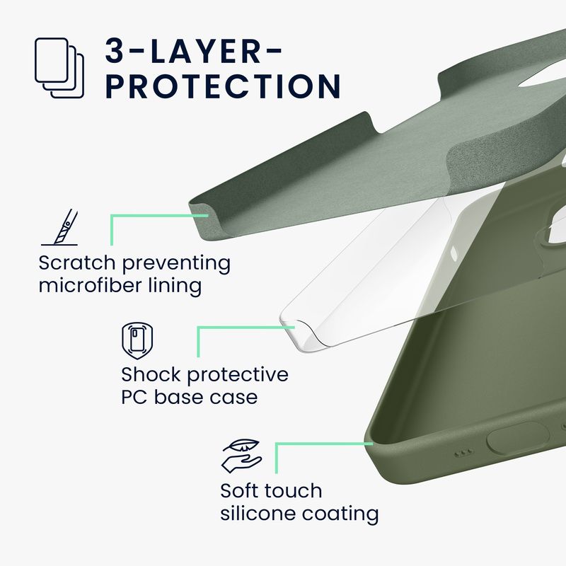 Laptop, Telefoane si Tablete - Telefoane mobile si accesorii - Accesorii Telefoane - Huse telefoane - Husa Kwmobile pentru iPhone 16 Pro Max, anti-alunecare, protectie la socuri, silicon, verde - Infinity.ro
