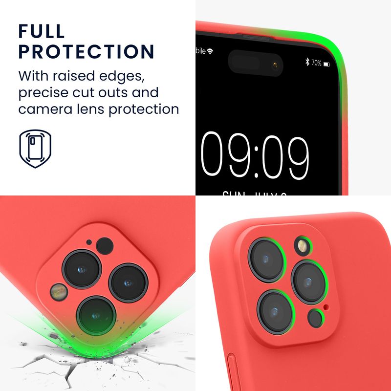 Laptop, Telefoane si Tablete - Telefoane mobile si accesorii - Accesorii Telefoane - Huse telefoane - Husa Kwmobile pentru iPhone 16 Pro Max, anti-alunecare, silicon, coral neon - Infinity.ro