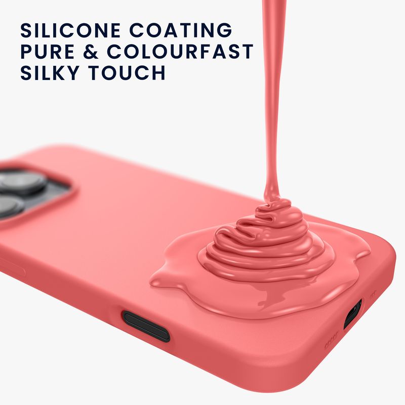 Laptop, Telefoane si Tablete - Telefoane mobile si accesorii - Accesorii Telefoane - Huse telefoane - Husa Kwmobile pentru iPhone 16 Pro Max, anti-alunecare, silicon, coral pastel - Infinity.ro