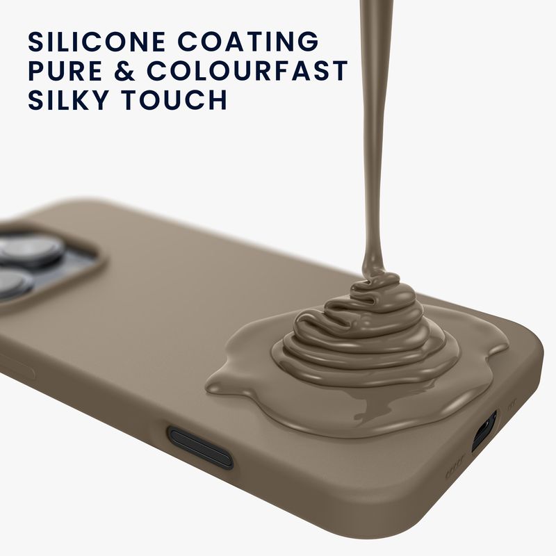 Laptop, Telefoane si Tablete - Telefoane mobile si accesorii - Accesorii Telefoane - Huse telefoane - Husa Kwmobile pentru iPhone 16 Pro Max, anti-alunecare, silicon, gri, bej - Infinity.ro