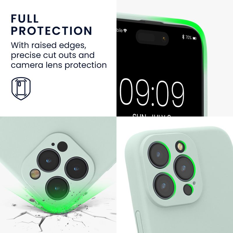 Laptop, Telefoane si Tablete - Telefoane mobile si accesorii - Accesorii Telefoane - Huse telefoane - Husa Kwmobile pentru iPhone 16 Pro Max, anti-alunecare, silicon, menta rece - Infinity.ro