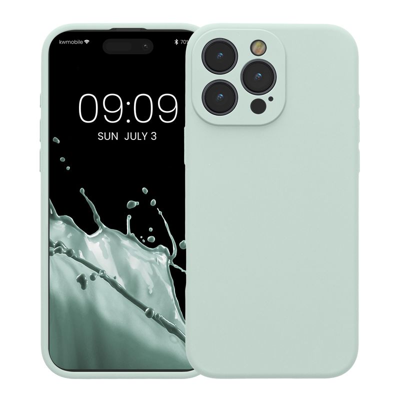 Laptop, Telefoane si Tablete - Telefoane mobile si accesorii - Accesorii Telefoane - Huse telefoane - Husa Kwmobile pentru iPhone 16 Pro Max, anti-alunecare, silicon, menta rece - Infinity.ro
