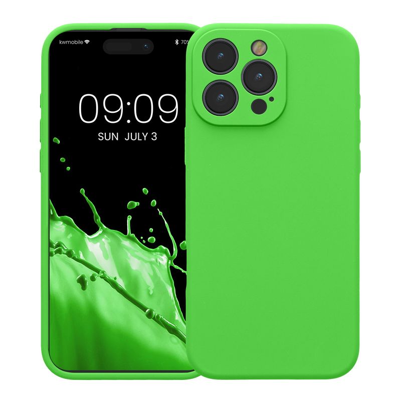 Laptop, Telefoane si Tablete - Telefoane mobile si accesorii - Accesorii Telefoane - Huse telefoane - Husa Kwmobile pentru iPhone 16 Pro Max, anti-alunecare, silicon, verde lime - Infinity.ro