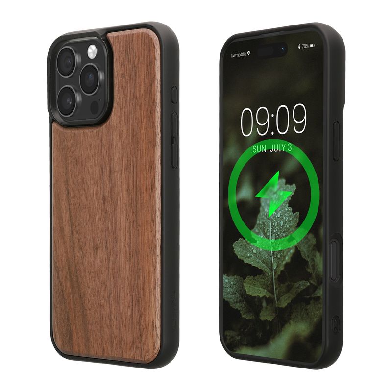 Laptop, Telefoane si Tablete - Telefoane mobile si accesorii - Accesorii Telefoane - Huse telefoane - Husa Kwmobile pentru iPhone 16 Pro Max, compatibilitate MagSafe, lemn, TPU, maro - Infinity.ro