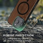 Laptop, Telefoane si Tablete - Telefoane mobile si accesorii - Accesorii Telefoane - Huse telefoane - Husa Kwmobile pentru iPhone 16 Pro Max, compatibilitate MagSafe, lemn, TPU, maro, negru - Infinity.ro