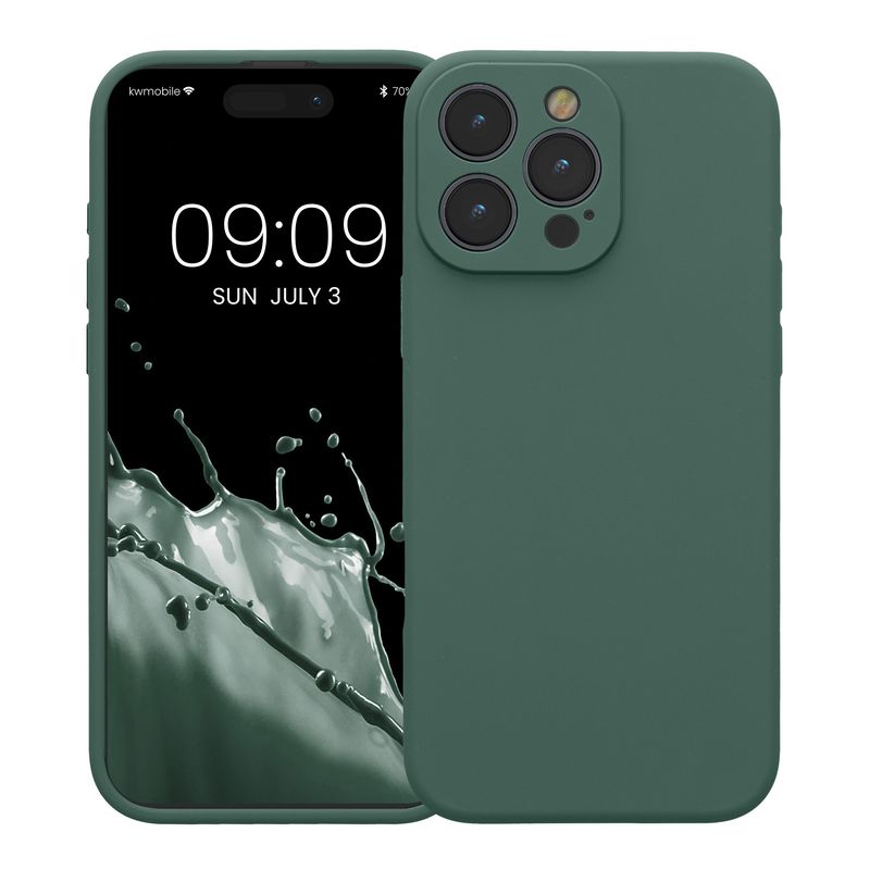 Laptop, Telefoane si Tablete - Telefoane mobile si accesorii - Accesorii Telefoane - Huse telefoane - Husa Kwmobile pentru iPhone 16 Pro Max, anti-alunecare, silicon, verde padure - Infinity.ro
