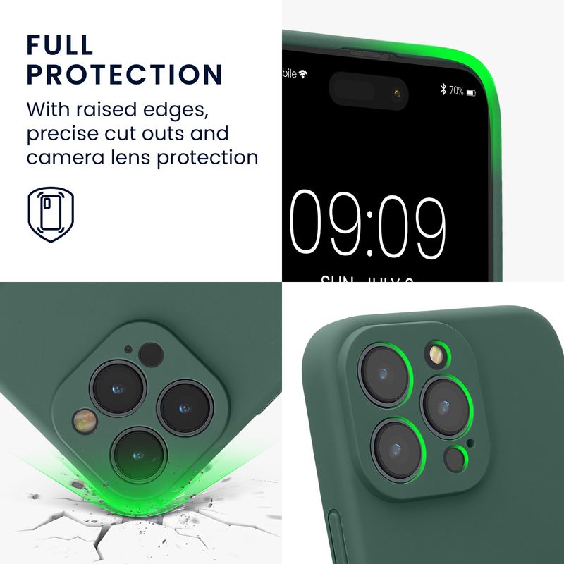 Laptop, Telefoane si Tablete - Telefoane mobile si accesorii - Accesorii Telefoane - Huse telefoane - Husa Kwmobile pentru iPhone 16 Pro Max, anti-alunecare, silicon, verde padure - Infinity.ro