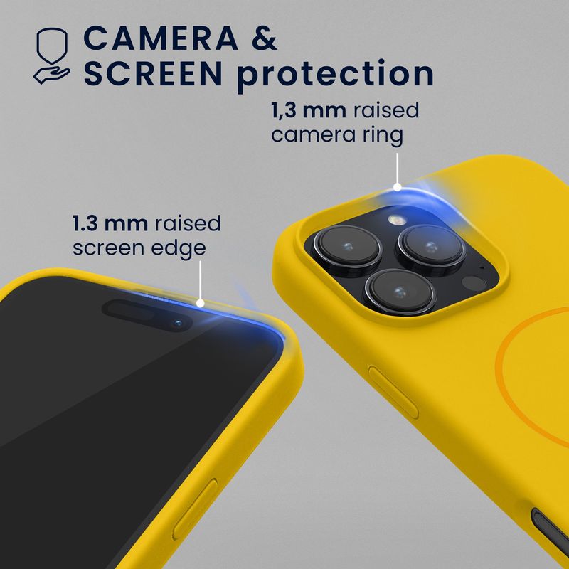 Laptop, Telefoane si Tablete - Telefoane mobile si accesorii - Accesorii Telefoane - Huse telefoane - Husa Kwmobile pentru iPhone 16 Pro Max, compatibilitate MagSafe, silicon, galben - Infinity.ro