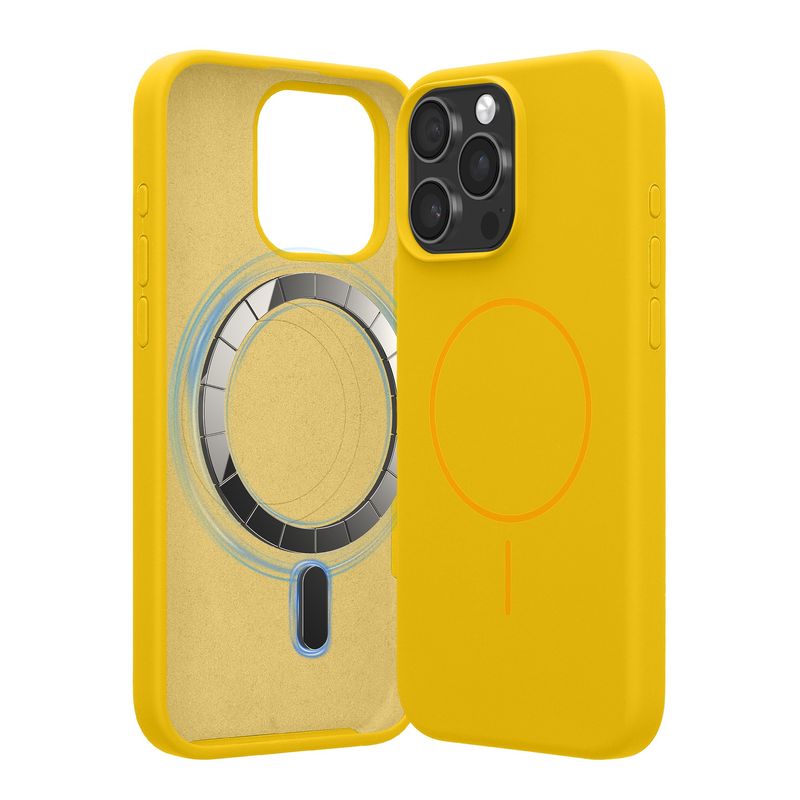 Laptop, Telefoane si Tablete - Telefoane mobile si accesorii - Accesorii Telefoane - Huse telefoane - Husa Kwmobile pentru iPhone 16 Pro Max, compatibilitate MagSafe, silicon, galben - Infinity.ro