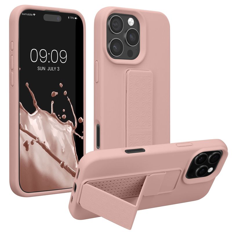 Laptop, Telefoane si Tablete - Telefoane mobile si accesorii - Accesorii Telefoane - Huse telefoane - Husa Kwmobile pentru iPhone 16 Pro Max, functie stand, silicon, roz - Infinity.ro