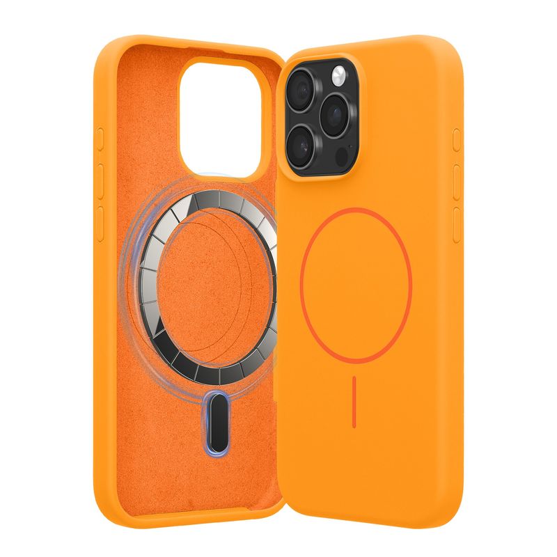 Laptop, Telefoane si Tablete - Telefoane mobile si accesorii - Accesorii Telefoane - Huse telefoane - Husa Kwmobile pentru iPhone 16 Pro Max, compatibilitate MagSafe, silicon, portocaliu - Infinity.ro