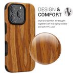 Laptop, Telefoane si Tablete - Telefoane mobile si accesorii - Accesorii Telefoane - Huse telefoane - Husa Kwmobile pentru iPhone 16 Pro, anti-alunecare, lemn, TPU, aspect vintage - Infinity.ro