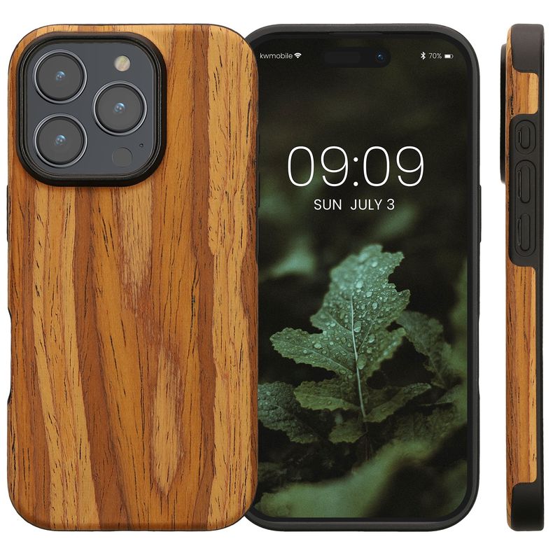Laptop, Telefoane si Tablete - Telefoane mobile si accesorii - Accesorii Telefoane - Huse telefoane - Husa Kwmobile pentru iPhone 16 Pro, anti-alunecare, lemn, TPU, aspect vintage - Infinity.ro