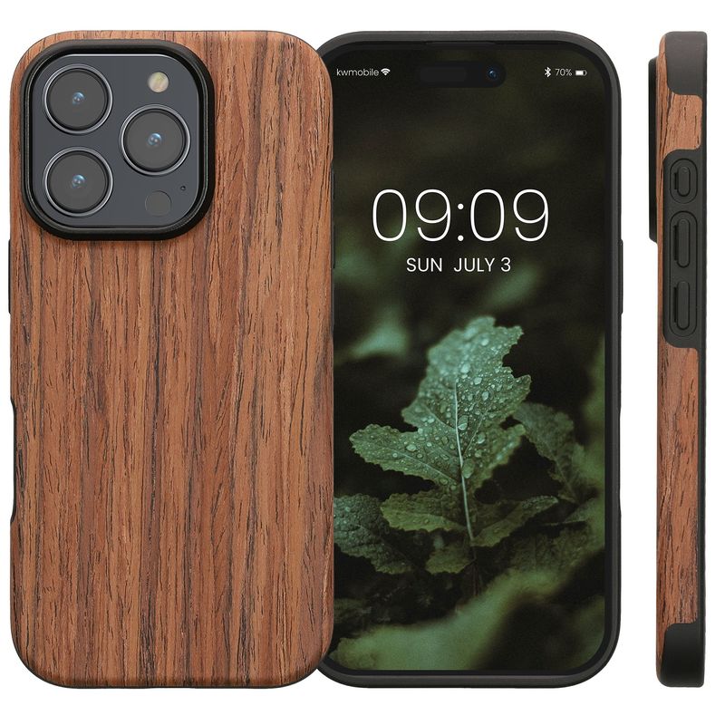 Laptop, Telefoane si Tablete - Telefoane mobile si accesorii - Accesorii Telefoane - Huse telefoane - Husa Kwmobile pentru iPhone 16 Pro, anti-alunecare, lemn, TPU, aspect maro - Infinity.ro