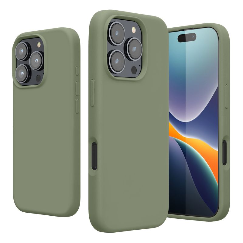 Laptop, Telefoane si Tablete - Telefoane mobile si accesorii - Accesorii Telefoane - Huse telefoane - Husa Kwmobile pentru iPhone 16 Pro, anti-alunecare, protectie la socuri, silicon, verde - Infinity.ro