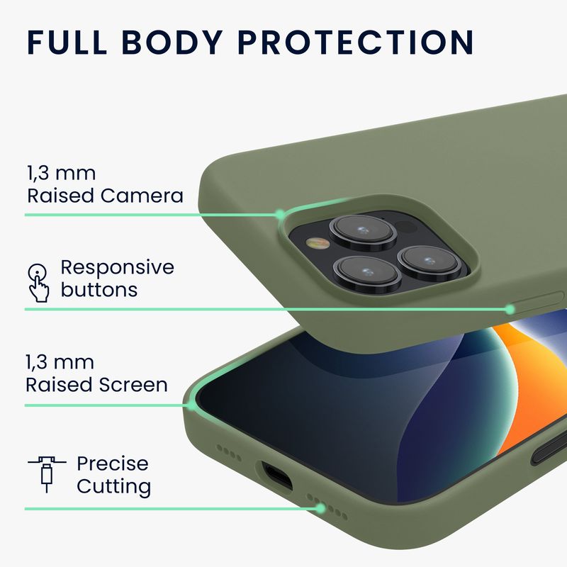 Laptop, Telefoane si Tablete - Telefoane mobile si accesorii - Accesorii Telefoane - Huse telefoane - Husa Kwmobile pentru iPhone 16 Pro, anti-alunecare, protectie la socuri, silicon, verde - Infinity.ro
