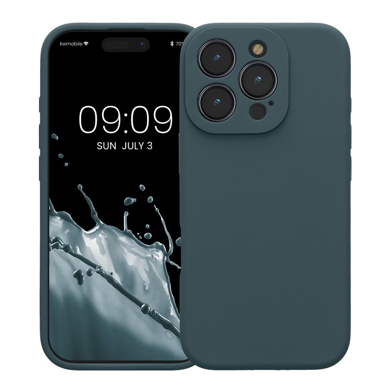 Laptop, Telefoane si Tablete - Telefoane mobile si accesorii - Accesorii Telefoane - Huse telefoane - Husa Kwmobile pentru iPhone 16 Pro, anti-alunecare, silicon, ardezie inchisa - Infinity.ro