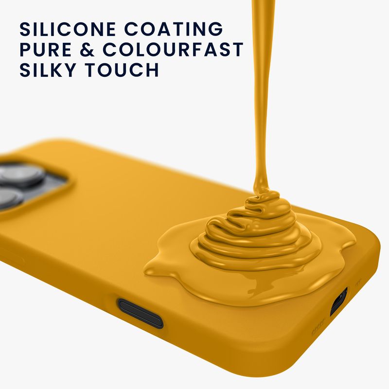 Laptop, Telefoane si Tablete - Telefoane mobile si accesorii - Accesorii Telefoane - Huse telefoane - Husa Kwmobile pentru iPhone 16 Pro, anti-alunecare, silicon, galben miere - Infinity.ro